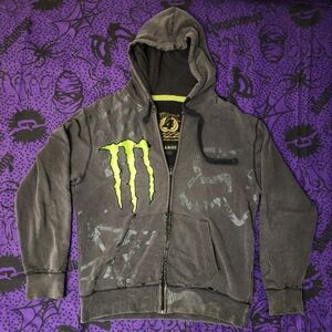 Fox Monster Energy Ricky Carmichael Black Zip Up Hoodie Large